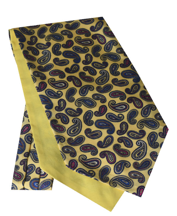 Fine Silk Paisley Pattern Cravat in Sunny Yellow